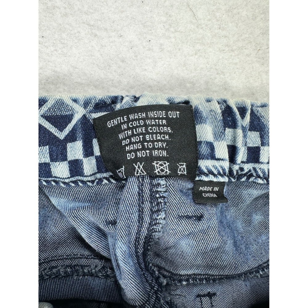 Victorious Los Angeles Mens Geometric Tribal Acid Wash Denim Joggers Blue Size L - Picture 5 of 7